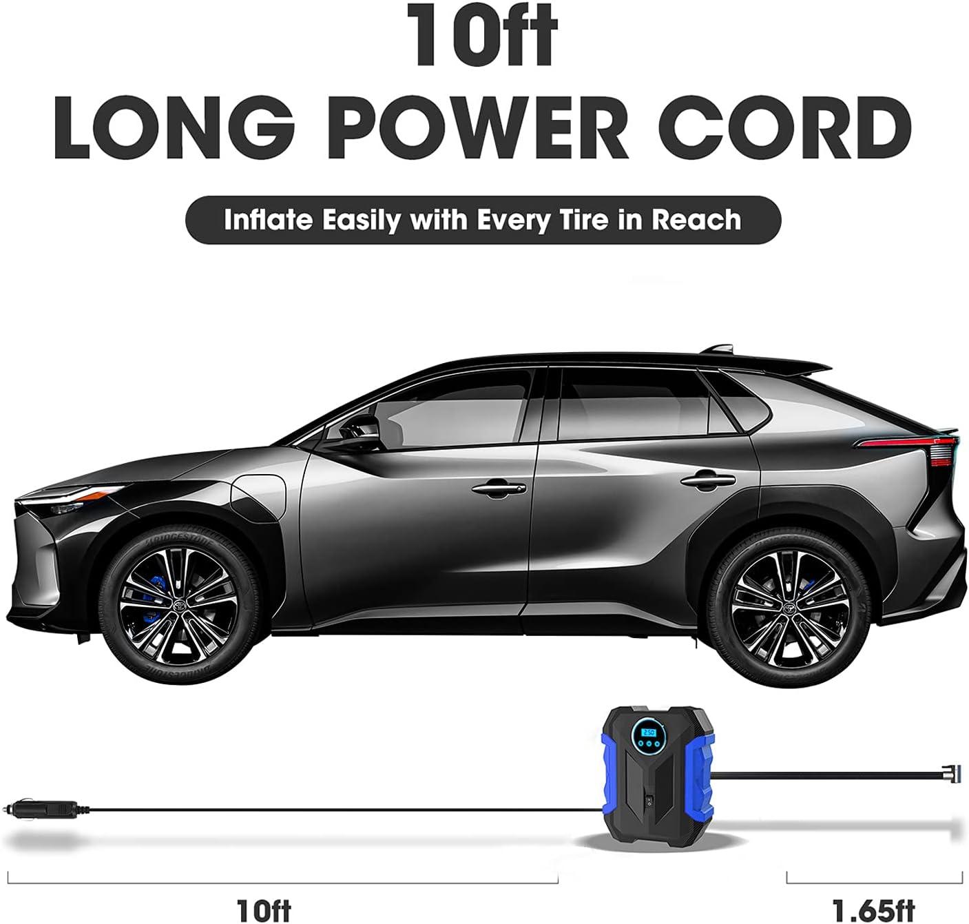 imageDigital Air Compressor for Car Auto Pump Portable Tire Inflator with LED Light DC 12V BlueBlue