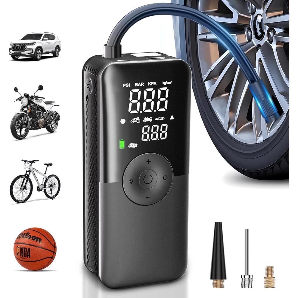 imageCARSUN Cordless Tire Inflator Portable Air CompressorCar Tire Pump with Digital Dual Screen150PSI Portable Air Pump for Car Tires with DeflationampampPressure GaugeSuitable for CarMotorcyclesBicycles