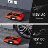 imageCARSUN ACDC Tire Inflator Portable Air Compressor Dual Power for Home 110V AC and Car 12V DC Air Pump with Pressure Gauge Auto Shutoff Tire Pump for Car Motorcycle Bicycle and Other InflatablesRed