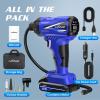 imageCARSUN Tire Inflator Portable Air Compressor Cordless Car Tire Pump with Rechargeable Liion Battery 150PSI Portable Handheld Air Pump with Digital Pressure Gauge for Car Tires Bicycles Balls Blue