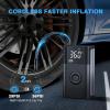 imageCARSUN Tire Inflator Portable Air Compressor150 PSI Cordless Air Pump with Tire Pressure GaugeSmart Pump Electric Air Pump Tire Inflator for CarMotorcyclesBicyclesBalls