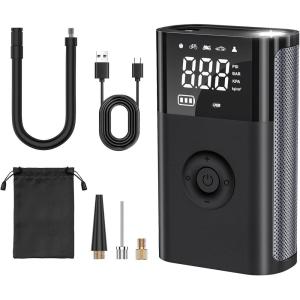 imageCARSUN Tire Inflator Portable Air Compressor150 PSI Cordless Air Pump with Tire Pressure GaugeSmart Pump Electric Air Pump Tire Inflator for CarMotorcyclesBicyclesBalls